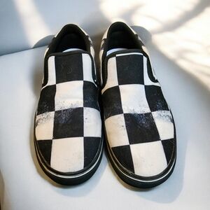 EUC Raad Shop Unisex Black and White Checkered Slip-On Shoes Women's 9 Men's 7